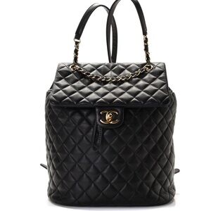 Chanel Black Calfskin Quilted Large Backpack Urban Spirit with GHW
